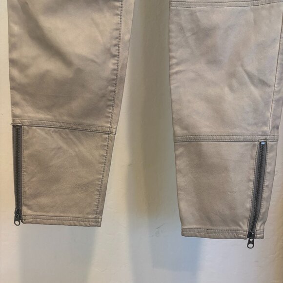 Free People Women's Faux Leather Moto Style Slim - Ankle Zip - Tan - Size 4 - Picture 4 of 6
